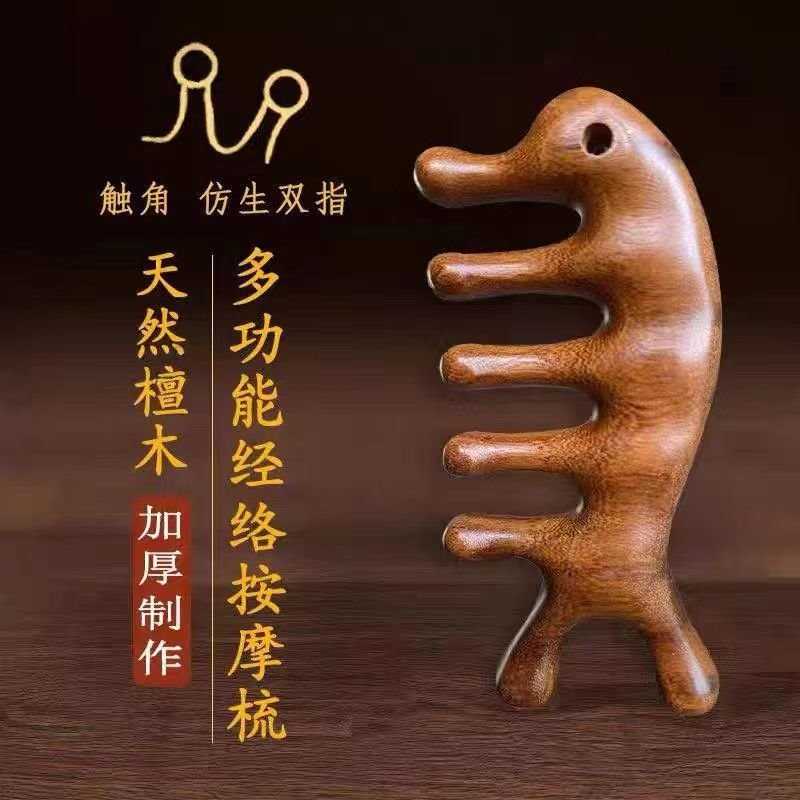 檀木经络按摩梳小巧梳子便携多功能头疗经络梳家用防静电男女通用