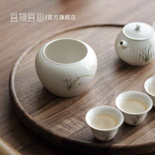 茶洗陶瓷茶渣缸小号水盂建水废水桶功夫茶道配件茶水缸杯洗家 中式
