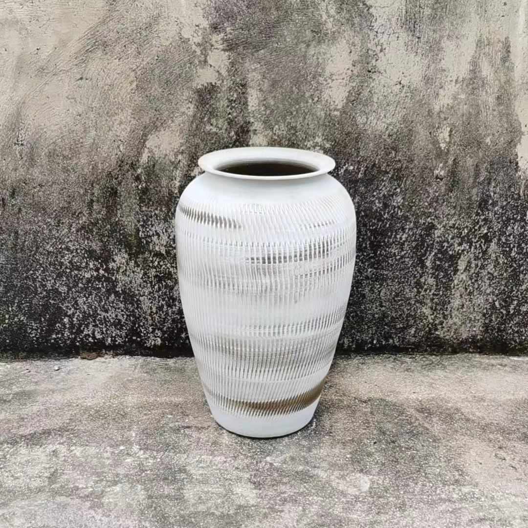 酒店花瓶侘陶罐釉民室内外风大缸刷大号花落地餐厅陶瓷干支器寂宿