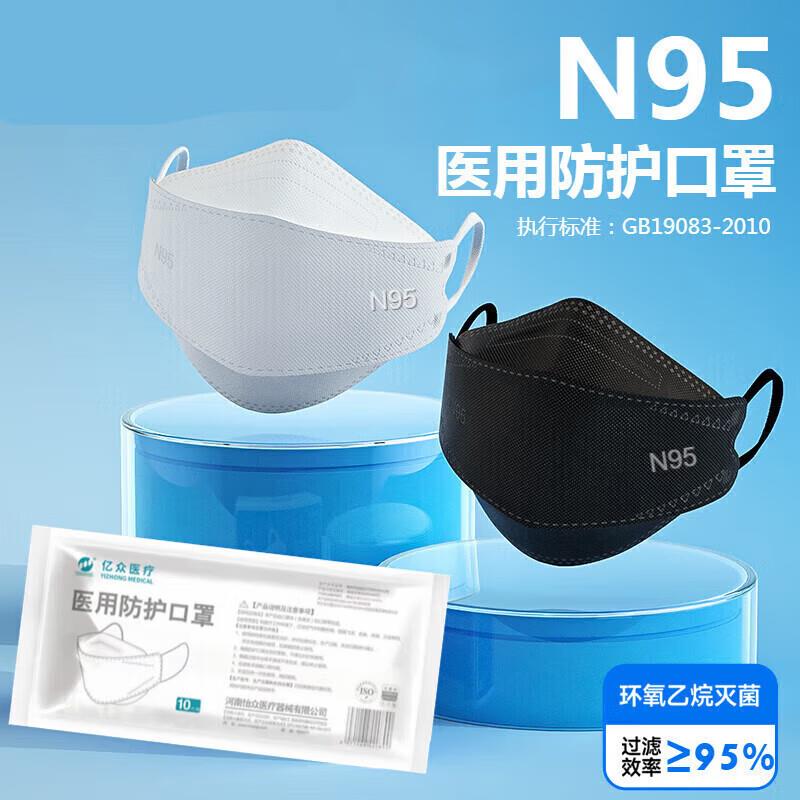 n95级医用防护口罩韩版柳叶型蝶形鱼形潮男时尚女四层独立装