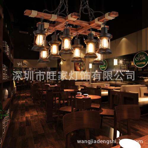 复古船木吊灯工业风美式餐厅酒吧台理发服装店咖啡馆网清吧灯具