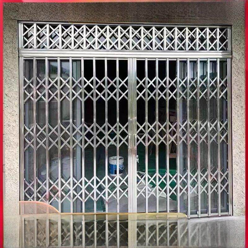 折叠家用不锈钢铝合金伸缩左右滑动防盗门阳台入口铁门