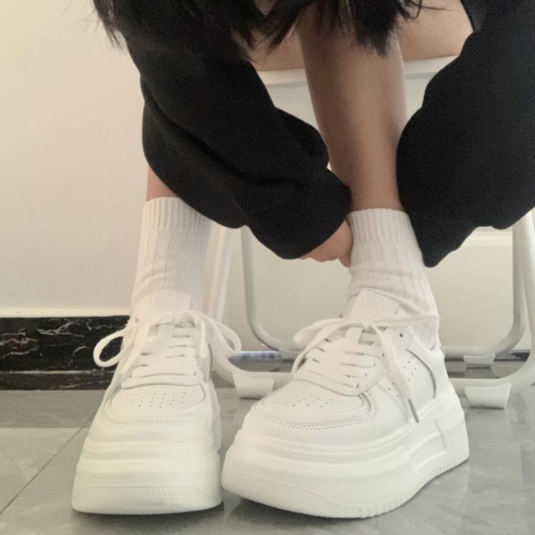 小个子厚底小白鞋子增高老爹鞋