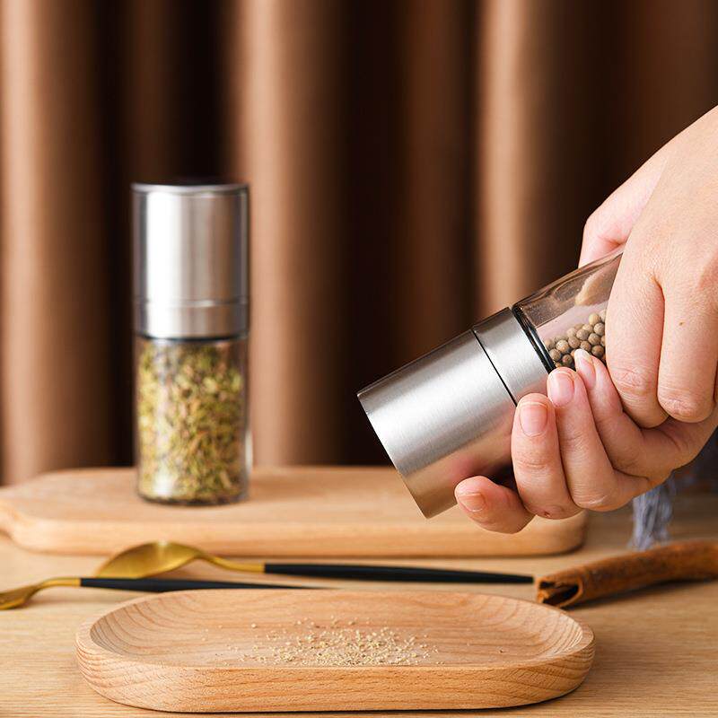现货不锈钢胡椒花椒孜然研磨器咖啡豆磨粉器家用手动玻璃研磨瓶