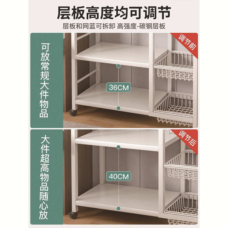 厨房置物架落地多层蔬菜收纳架家用多功能微波炉杂物架零食储物架