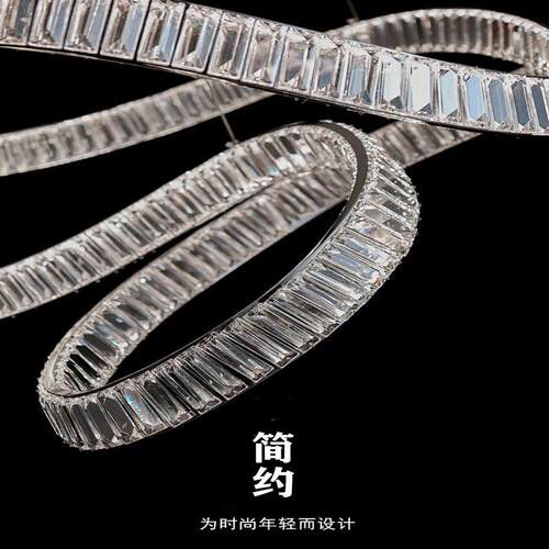 计现代轻奢水晶吊灯客GUK厅环灯楼大气简约别墅复式设师圆艺术飘