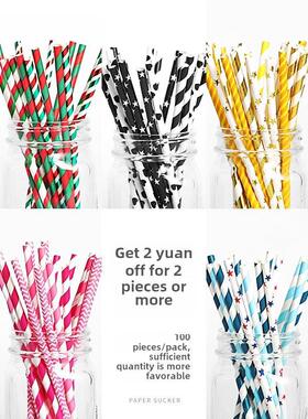 100pcs/Set Black Cocktail Straws Black Plastic Straw For Bir