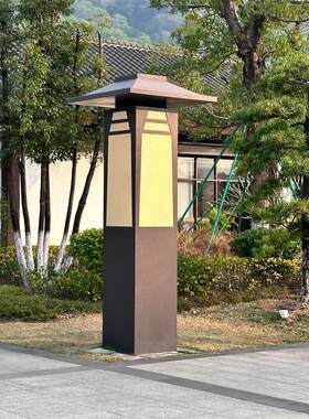 广场造型景观灯禅意中式风公园大门特色景观大楼步行道两侧高柱灯