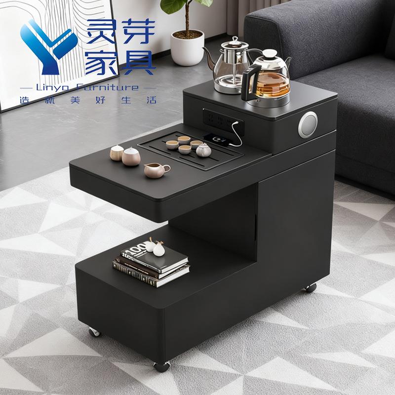 全木小茶车MUS烧实水壶一体用可移动阳台茶台家户小型茶桌沙发边