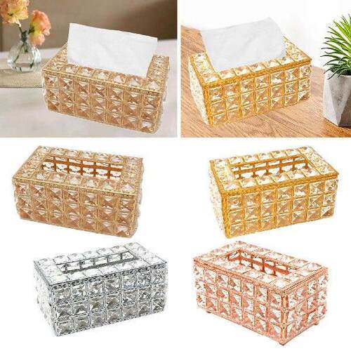 Bling Crystal Facial Tissue Box Cover Elegant Napkin Holder