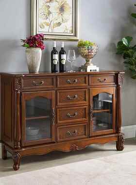 约美式实木餐边简柜柜欧式物复古茶水柜多功能储玄关柜厨房GL-102