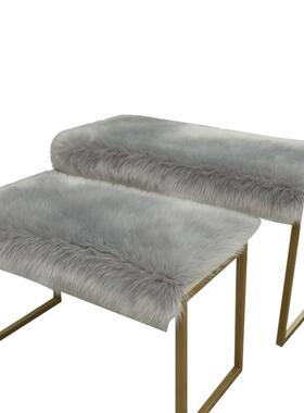 白色长毛绒地毯服装店橱窗展台毛毛装饰桌面鞋柜流水台仿羊毛垫子