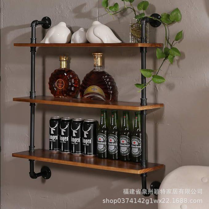 房跨境工业直销铁艺水管置物厨房书墙上置物架JVH水管支架装架饰