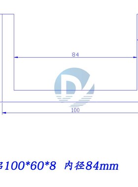 U型槽铝100*60*8mm内径84铝合金槽铝工业槽铝型材氧化槽铝铝导轨