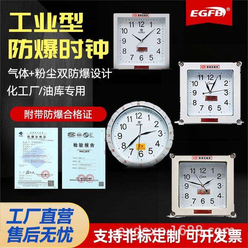 现货壁挂式C款化工区库房实验室专用300型圆形防爆石英钟防爆挂钟