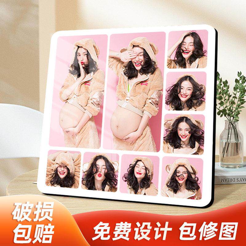 九宫格相框摆台定制亲子孕妇儿童水晶婚纱写真挂墙创意方形洗照片