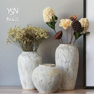 现代简约客厅可水培陶艺干燥花陶瓷插花花瓶北欧ins摆件覆古粗陶