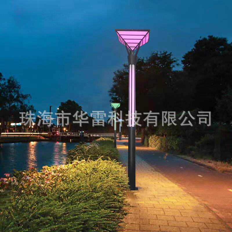 太阳能户外材3庭院灯水防公园照明景观灯铝型灯柱花园别七彩变色