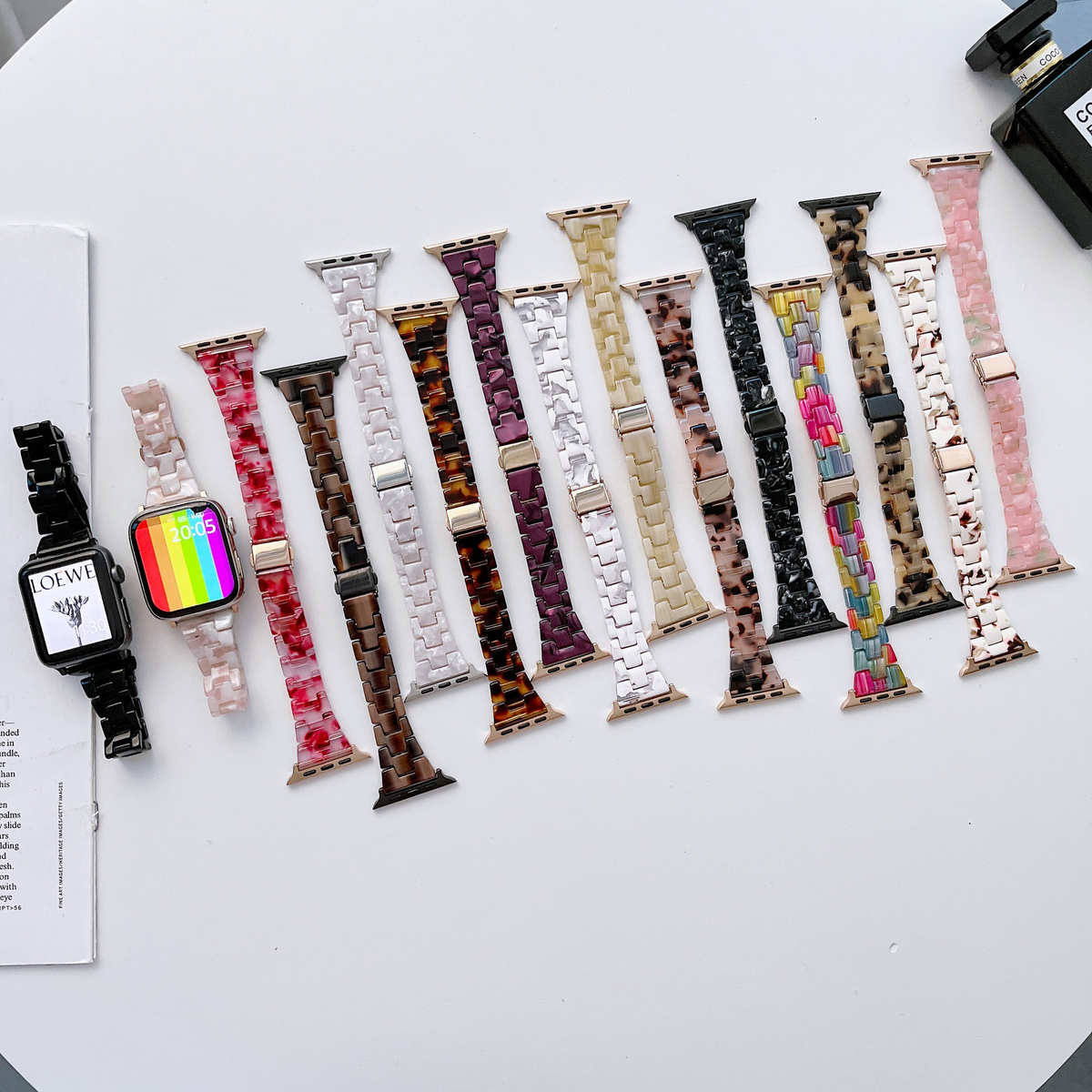 适用于苹果apple watch 1-7代新品树脂表带 瘦身小蛮腰树脂手表带
