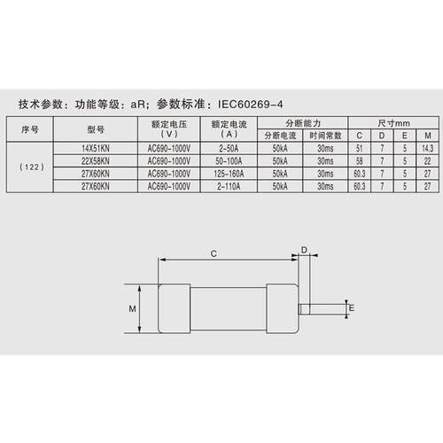 27X60KNtAC690V/1000Vt125A-160A 圆柱形快速熔断器 - 封面