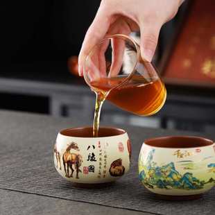 喝茶杯女士单个单杯陶瓷杯子 纯手工紫砂杯主人杯高档个人杯男士