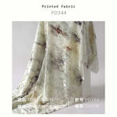 高密丝绒植物染 针织绒布长袍布料旗袍印花面料PD344 钻石光泽