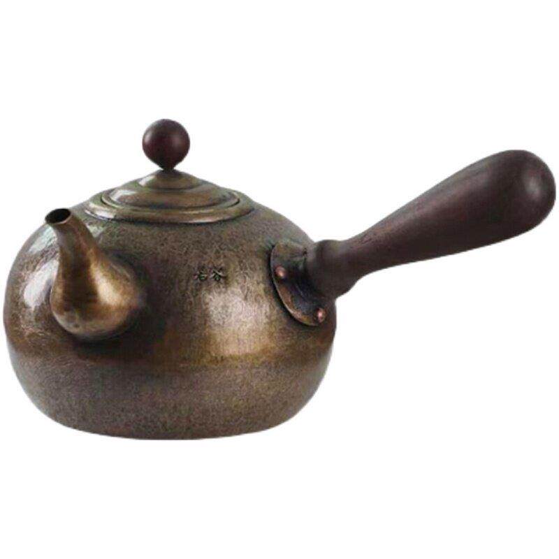 纯手工铜壶烧水壶大容量纯紫铜壶覆古中式炭炉侧把煮茶壶功夫茶具