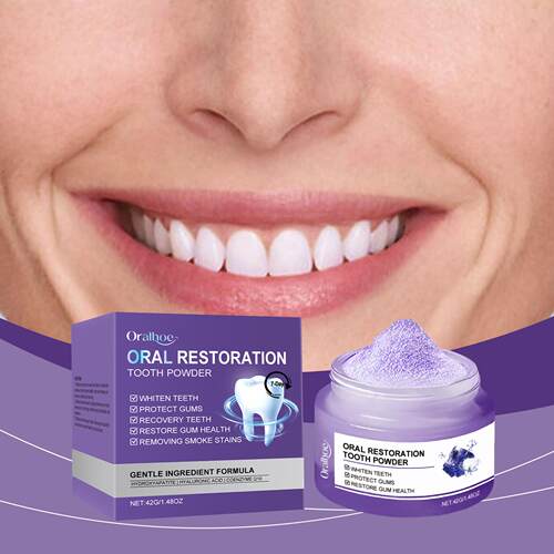 ORALHOE Purple Teeth Whitening Powder for Gum Protection, Fr