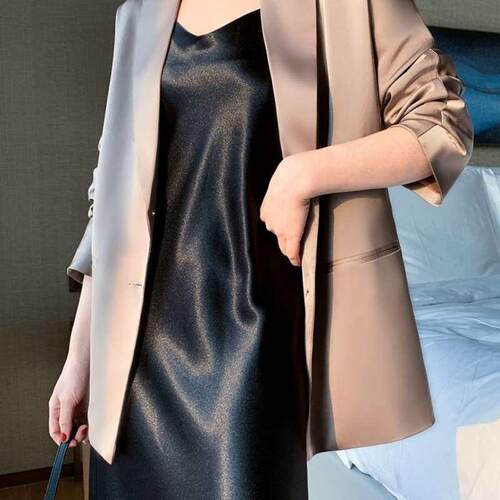 High-grade Solid Color Sling Dress Women