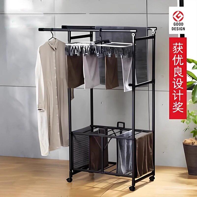 晾衣架落地阳台家用室内外免安装折叠晒衣架挂杆铝合金移动凉衣架