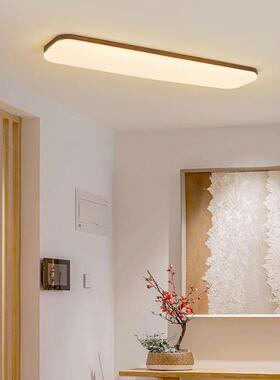 山灯具过道灯简约桃木色新中式长胡入户中玄关灯led条阳90699台吸