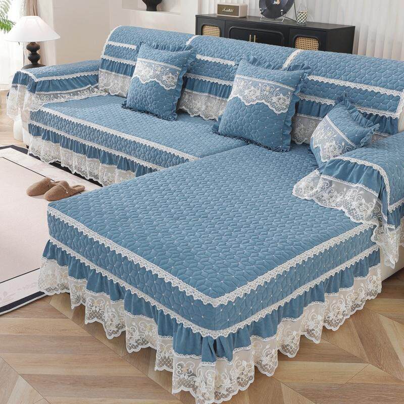 欧式高档四季通用沙发垫布艺纯色防滑皮沙发套罩盖布贵妃全包定做