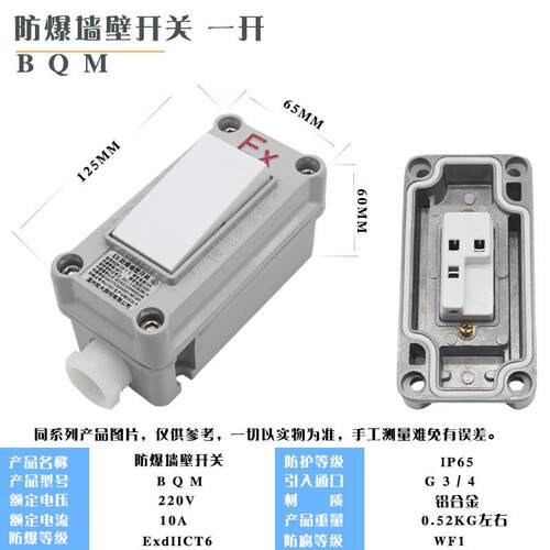防爆墙壁开关BQK-1K 2K3K4K防爆照明开关SW-10单开双开单双联开关