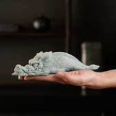 创意青砂石可爱呆萌龙鱼茶宠摆件家居桌面鱼缸盆栽景观造景装 饰品