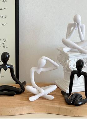 ins风小众瑜伽抽象人物迷你艺术摆件客厅桌面创意家居装饰品摆件
