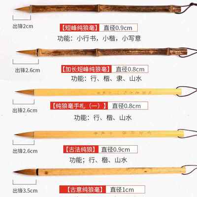 高档千秀笔庄纯狼毫毛套装书法练习笔短峰纯书狼毫中楷中号枝行笔