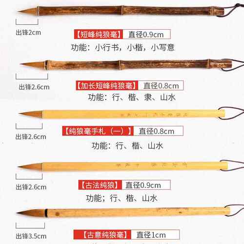 高档千峰秀笔庄纯狼毫毛笔枝装书法练习笔短纯狼毫中套楷中号行书