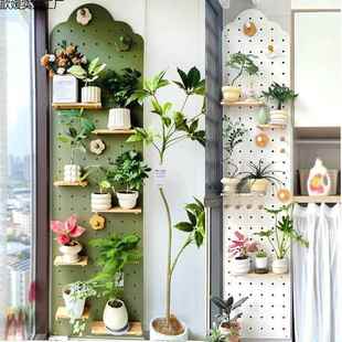 实木洞洞板阳台玄置物架花架室内客厅窗台墙上关盆栽架HDM植绿多