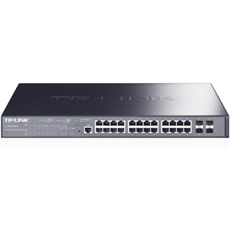 TP-LINK 全千兆24口核心汇聚三层网管PoE供电企业以太网交换机