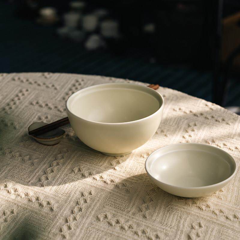 莳绘金缮景德镇哑光5英寸米饭碗家用日式粗陶纯色简约吃饭小碗