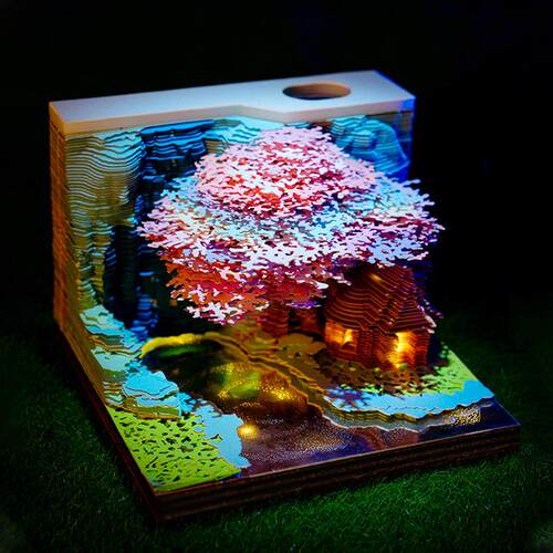 新款花果山树屋3d立体便签纸雕建筑小礼品摆件可撕便利贴生日礼物