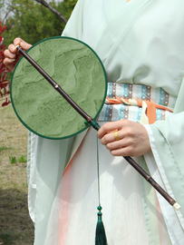 腰扇可卷可折叠扇子团扇长柄古风女夏天古典汉服旗袍舞蹈旋转腰扇