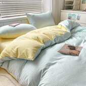 批发被罩纯色华夫被套磨毛ins款 南通床上笠四床格床单件套三件套