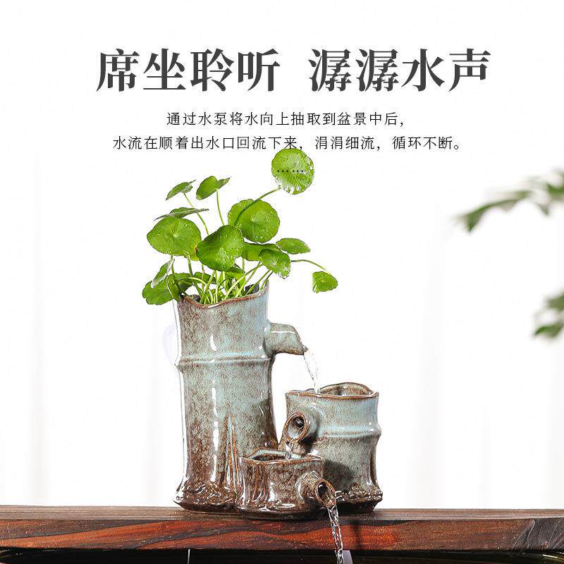 流水水摆件鱼循配环水造XOX景室内缸出水口装饰摆件流水器件陶瓷