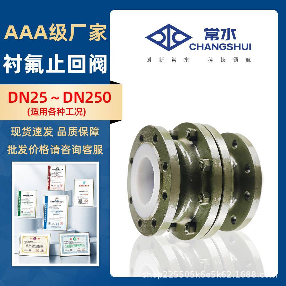 H42F46-16C铸钢衬四氟止回阀耐酸碱耐腐蚀衬氟立式逆止单向阀