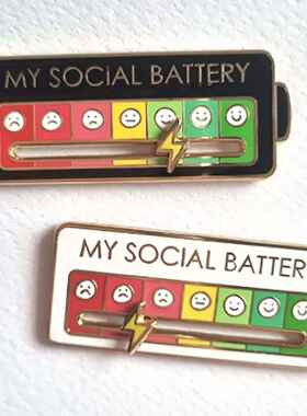 Emotions Enamel P My Social Battery Mood Tracker Metal Brooc
