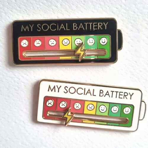 Emotions Enamel P My Social Battery Mood Tracker Metal Brooc