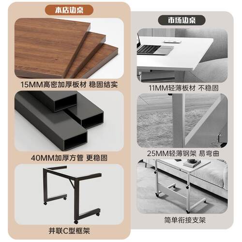 可移动电脑桌卧室床边桌小户型笔记本工作台家用书桌学习写字桌子