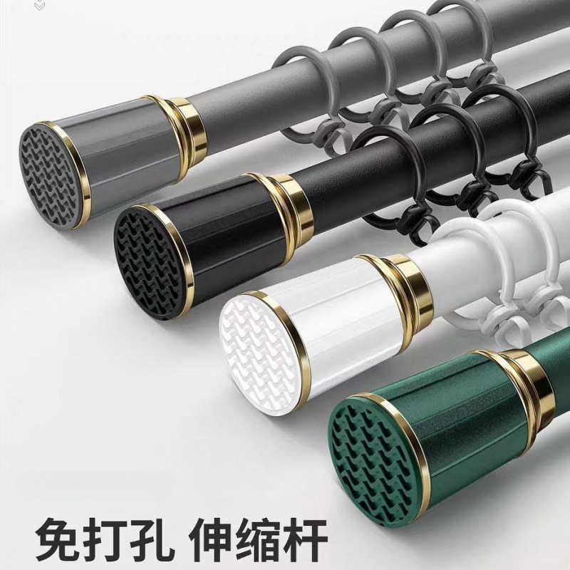 免打孔伸缩晾衣杆窗帘杆收不锈钢挂衣浴帘杆衣柜杆子