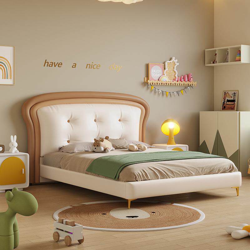 儿童床男孩938#女孩卡通软包儿房床现代简约1.童5米面米包床1.2单